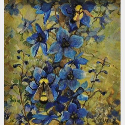 Gary Milek (American, b. 1941) Bumblebee and Flowers.