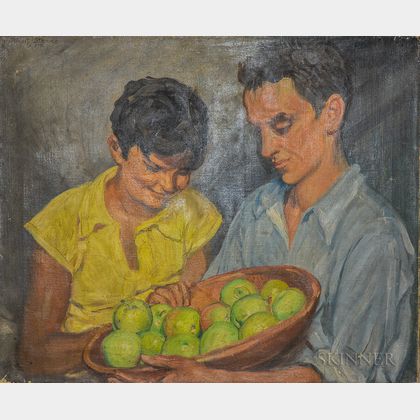 Albert Sterner (New York, 1863-1946) Couple with Apples