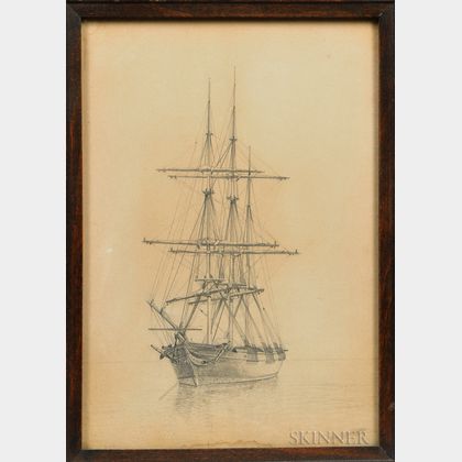 William Bradford (Massachusetts/California, 1823-1892) Sketch of a Whaling Ship