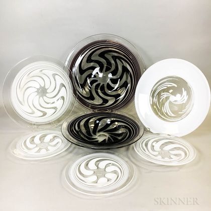Seven Anthony Stern Studio Art Glass Plates