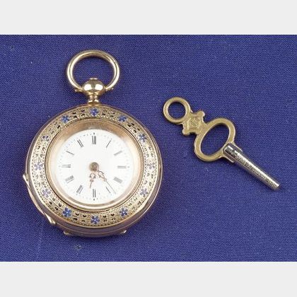 Antique 14kt Gold and Enamel Pocket Watch
