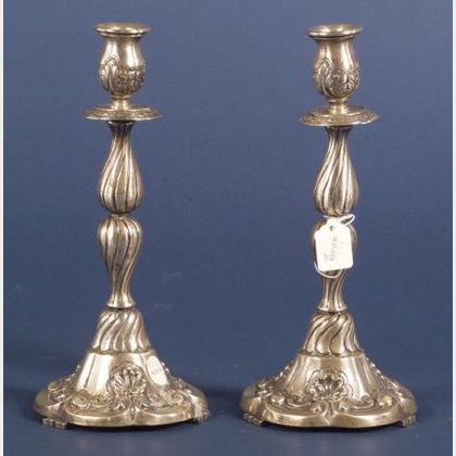Pair of Rococo Silver Candlesticks