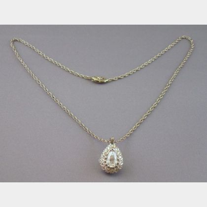 14kt White Gold and Pear-shape Diamond Pendant Necklace