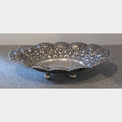 Indo-Persian .800 Silver Repousse and Reticulated Bread Tray