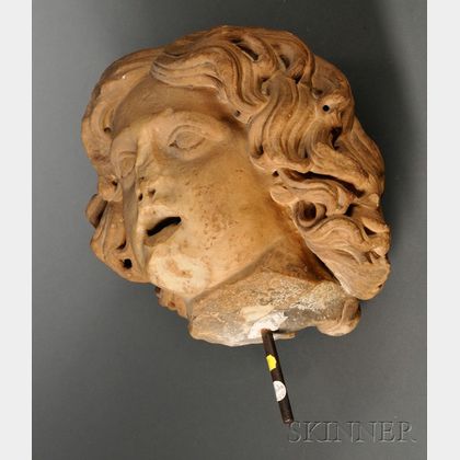 Greco-Roman-style Carved Marble Head of a Young Man