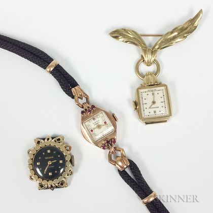 Three 14kt Gold Lady's Watches