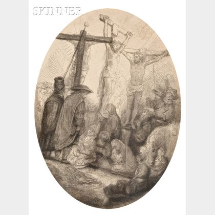 Rembrandt van Rijn (Dutch, 1606-1669) Christ Crucified Between the Two Thieves: An Oval Plate