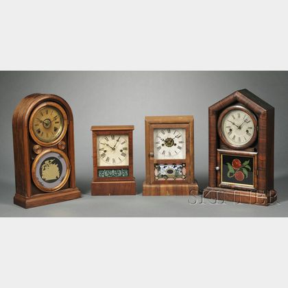 Four Connecticut Mahogany Mantel Clocks