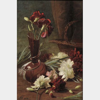 British School, 19th Century Still Life with Carnations