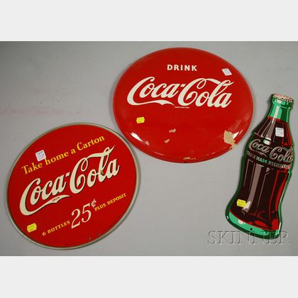 Three Coca-Cola Painted Tin Signs