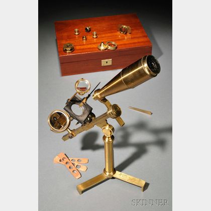 Cased Brass Gould-type Microscope and Compendium