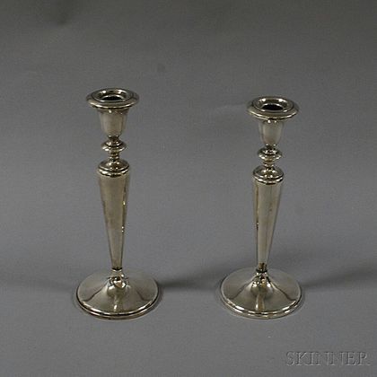 Pair of Fisher Weighted Sterling Silver Tall Candlesticks