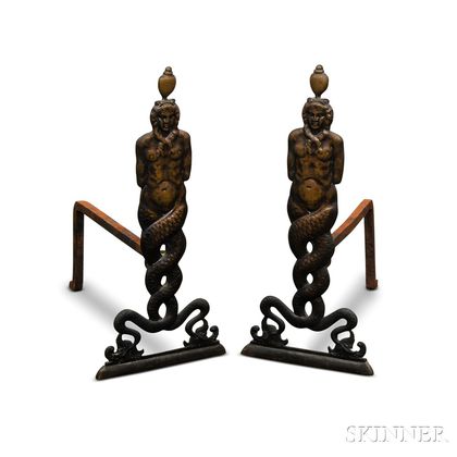 Bronzed Figural Andirons