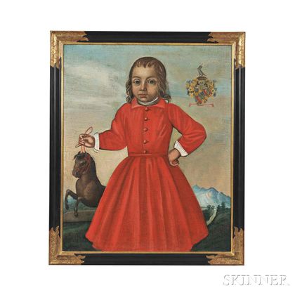 Spanish Colonial School, 19th Century Standing Portrait of a Boy in Red
