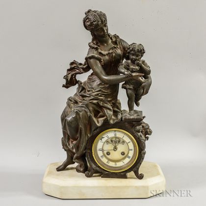 Louis XV-style White Metal Mantel Clock. Estimate $200-400