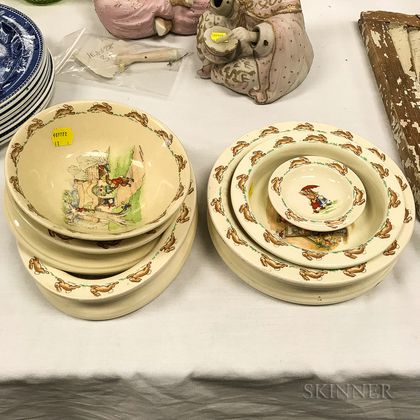Six Pieces of Royal Doulton "Bunnykins" Ceramic Tableware.