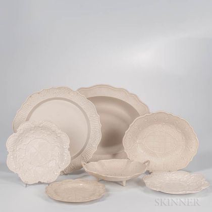 Seven Staffordshire Salt-glazed Stoneware Dishes