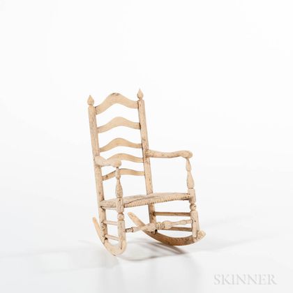 Miniature Whalebone Ladder-back Rocking Chair