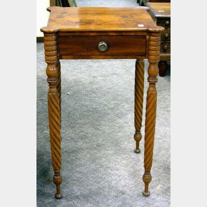 Late Federal Carved Mahogany and Mahogany Veneer One-Drawer Stand. 