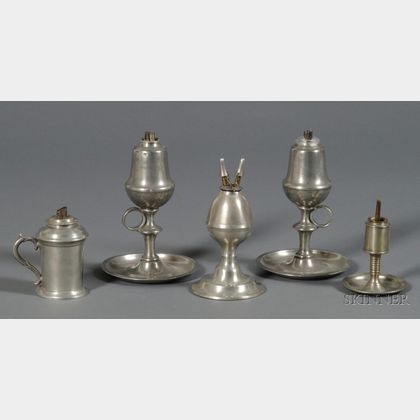 Five Pewter Lighting Devices