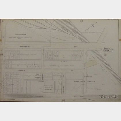 Framed Late 19th Century Plate 44, Part of Ward 11 , City of Boston Map
