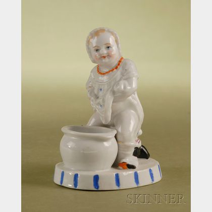 German Porcelain Match Holder Figural of a Child