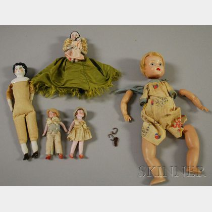 Four German Bisque Dollhouse Dolls