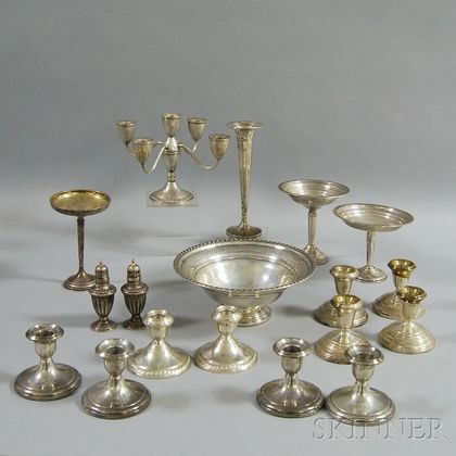 Eighteen Pieces of American Weighted Sterling Silver Hollowware