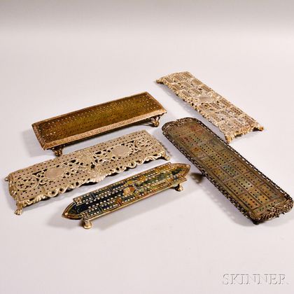 Five Silver-plated Cribbage Boards