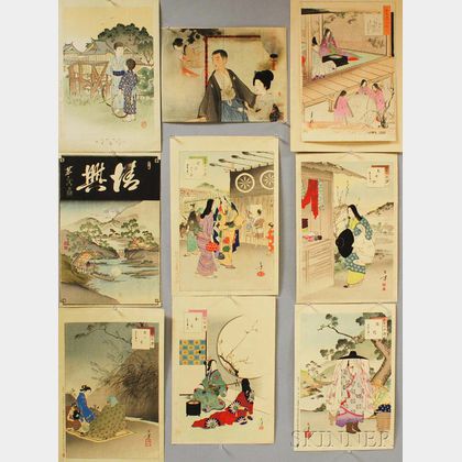 Nine Assorted Woodblock Prints