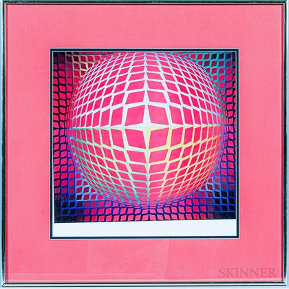 Framed Photographic Reproduction After Vasarely. Estimate $20-200