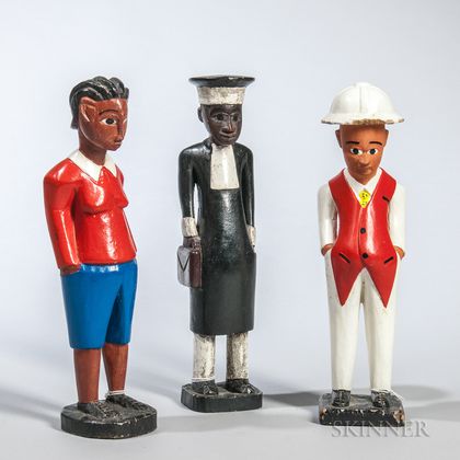 Three Carved and Painted Figures