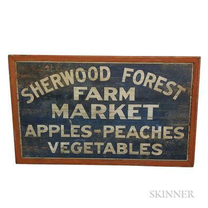 Large Polychrome Painted "Sherwood Forest Farm Market" Sign
