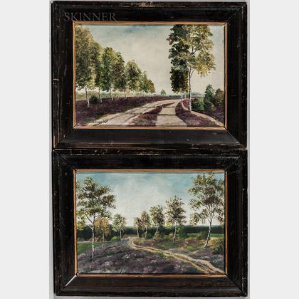 American School, 20th Century Two Landscapes: Tree-Lined Road