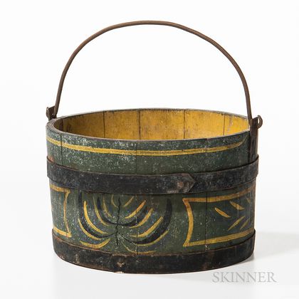 Paint-decorated Wooden Bucket