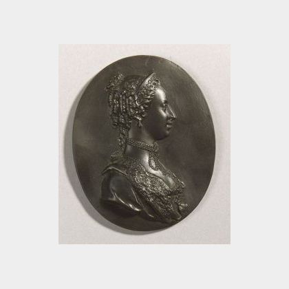 Wedgwood and Bentley Black Basalt Portrait Medallion of Princess Dowager of Wales