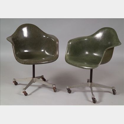Two Charles and Ray Eames Molded Fiberglass Armchairs