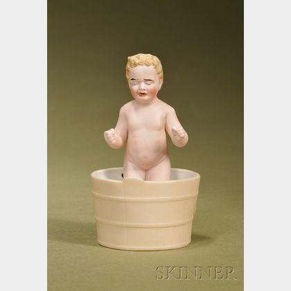 German Bisque Novelty Figure of a Bathing Baby
