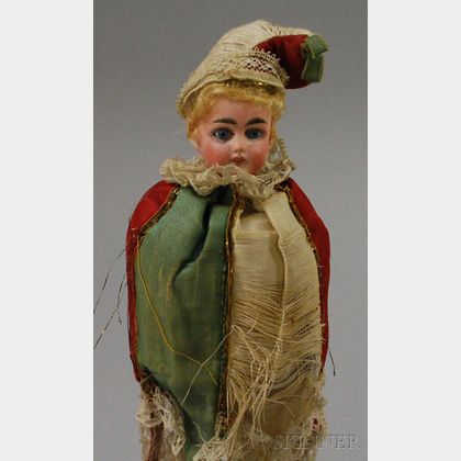 Bisque Head Puppet Doll on Wooden Stick