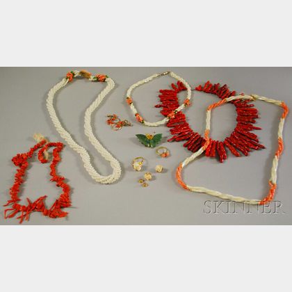 Assorted Group of Mostly Coral Jewelry