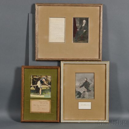 Signatures, Portraits: Jim Thorpe, Ulysses S. Grant, and Daniel Webster.