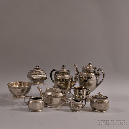Nine Silver Lustre Ceramic Items.