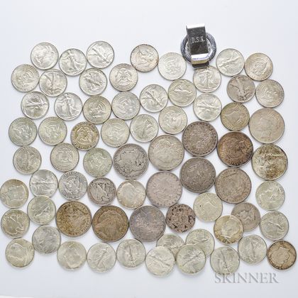 Group of American Dollars and Half Dollars