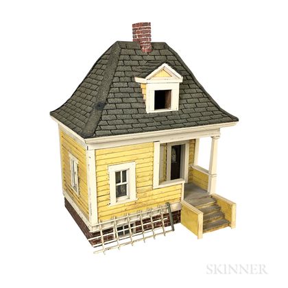 Painted Wood Model of a House