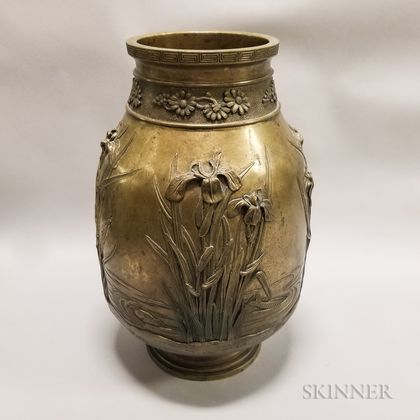 Bronze Vase with Irises