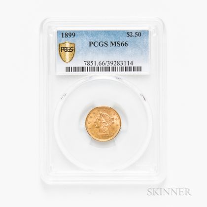 1899 $2.50 Liberty Head Gold Coin, PCGS MS66. Estimate $1,000-2,000