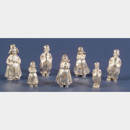 Seven Children-form Dutch Silver Salt and Pepper Shakers