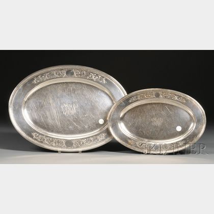 Set of Two S. Kirk & Son Sterling Oval Platters
