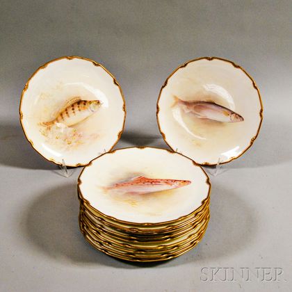 Set of Twelve Royal Doulton Porcelain Fish Plates