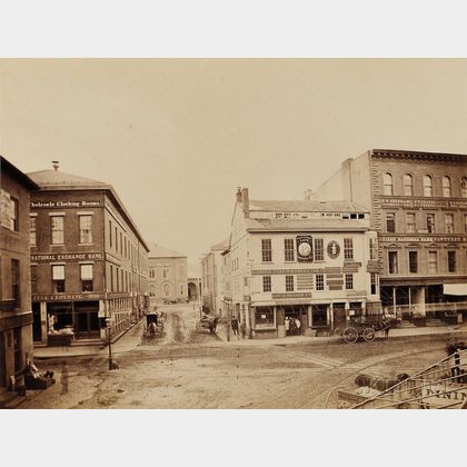 Francis Hacker (American, 1827-1904) Westminster and Weybosset Streets Looking Toward Exchange Street, Providence